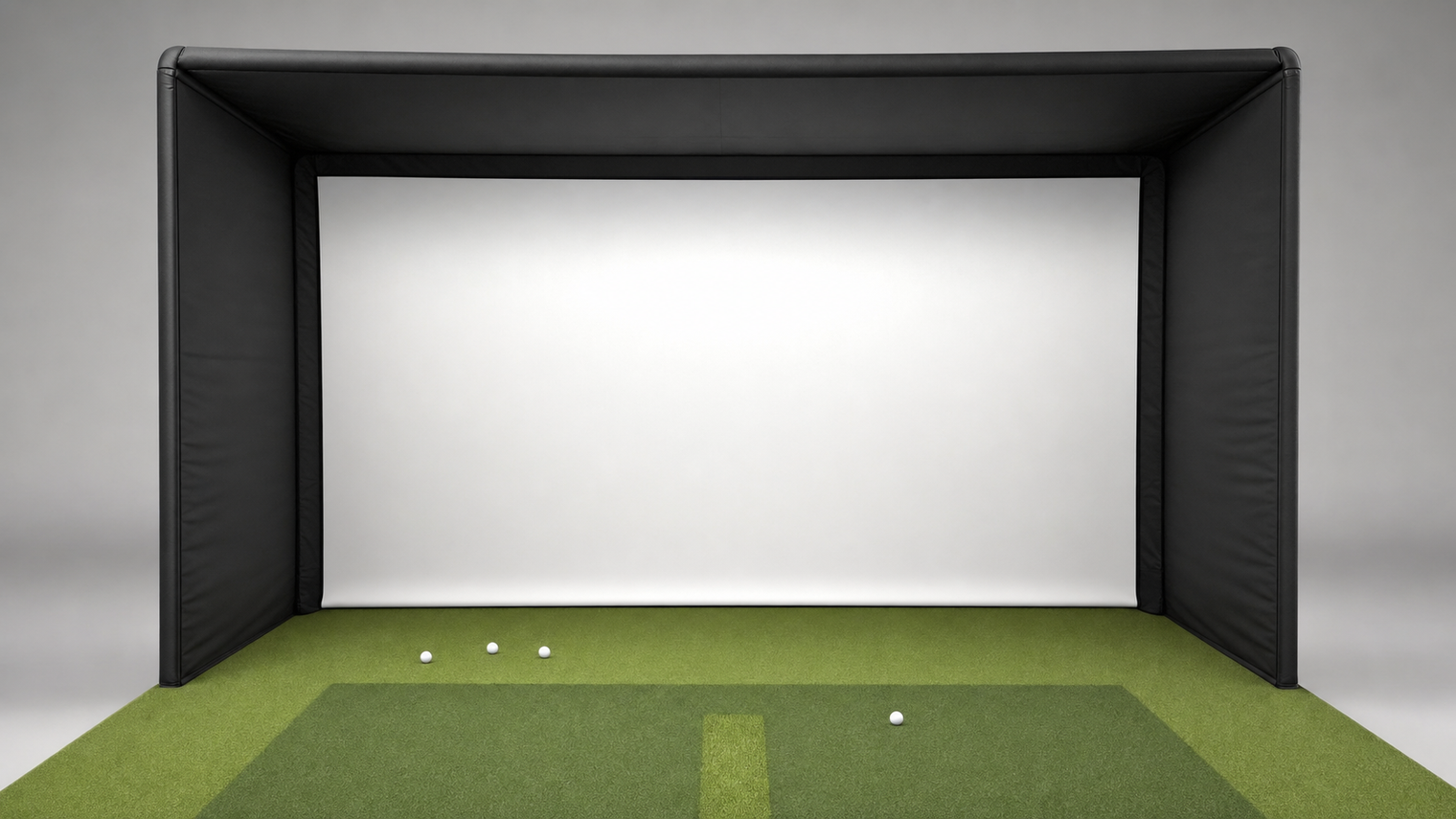 Golf simulator screen displaying a golf course with Elite Sim Golf branding.
