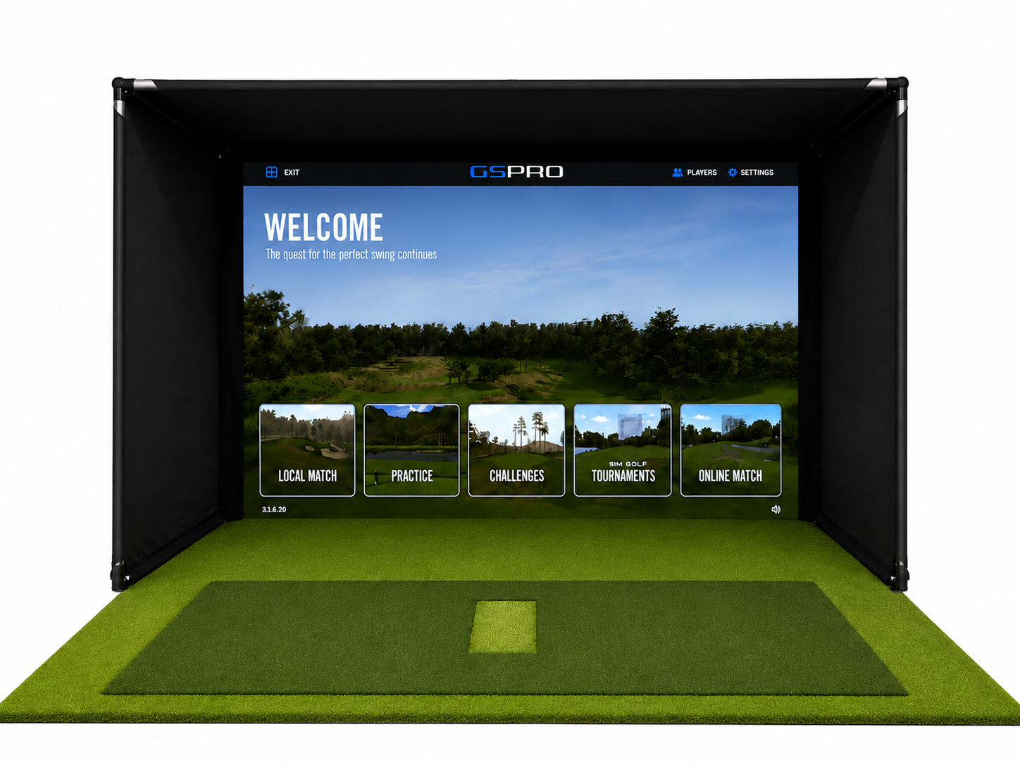 Commercial Golf Simulator Enclosure Kit with Impact Screen - 2" EMT Frame