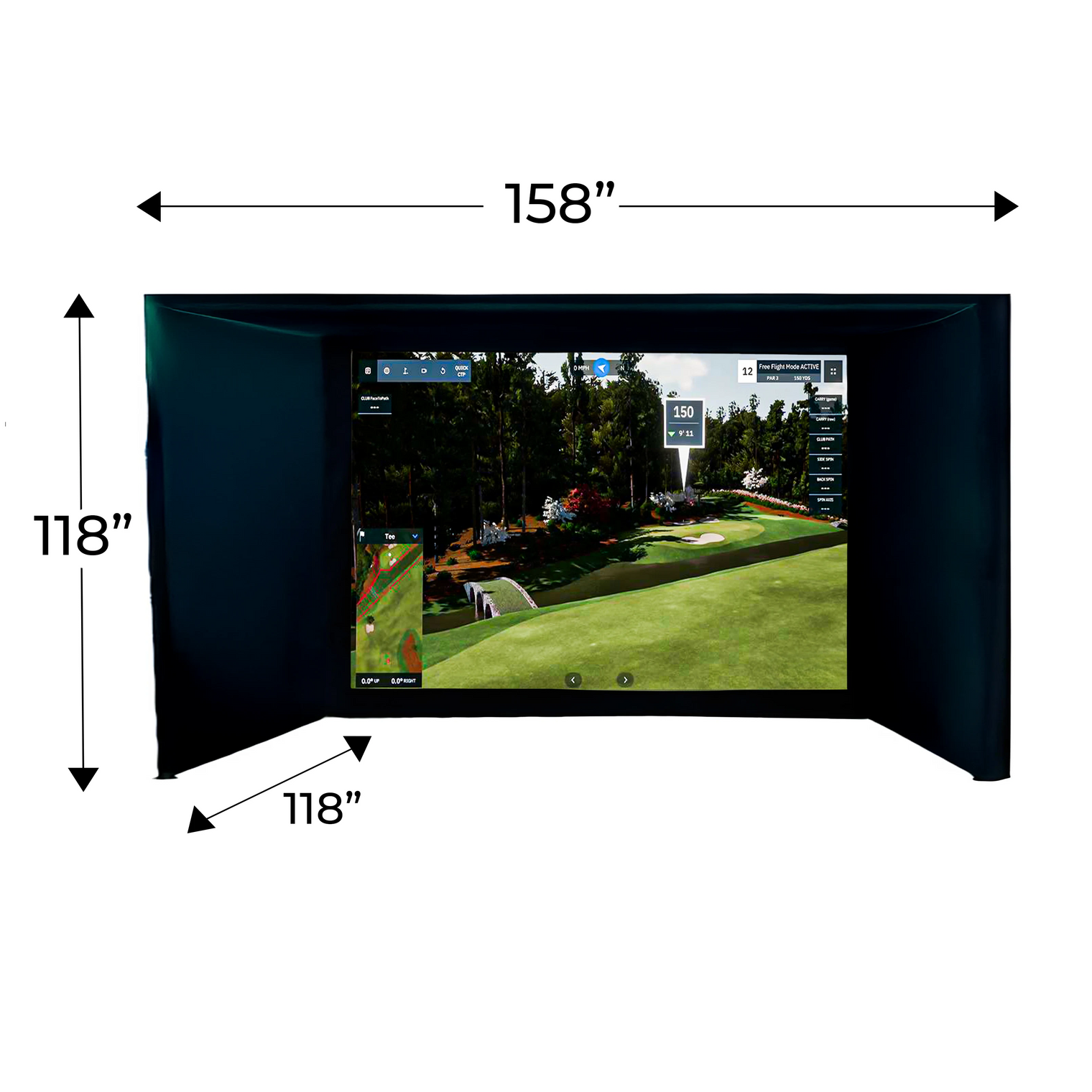 Elite Sim Golf Albatross 13 Extended Depth Golf Simulator Enclosure full side