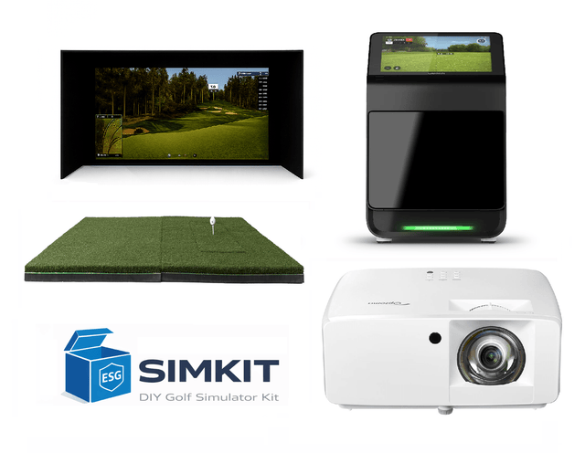 Garmin R50 Eagle 12 Basic SIMKIT Ready Package with Optoma Projector & BeaverTail Mat - Elite Sim Golf