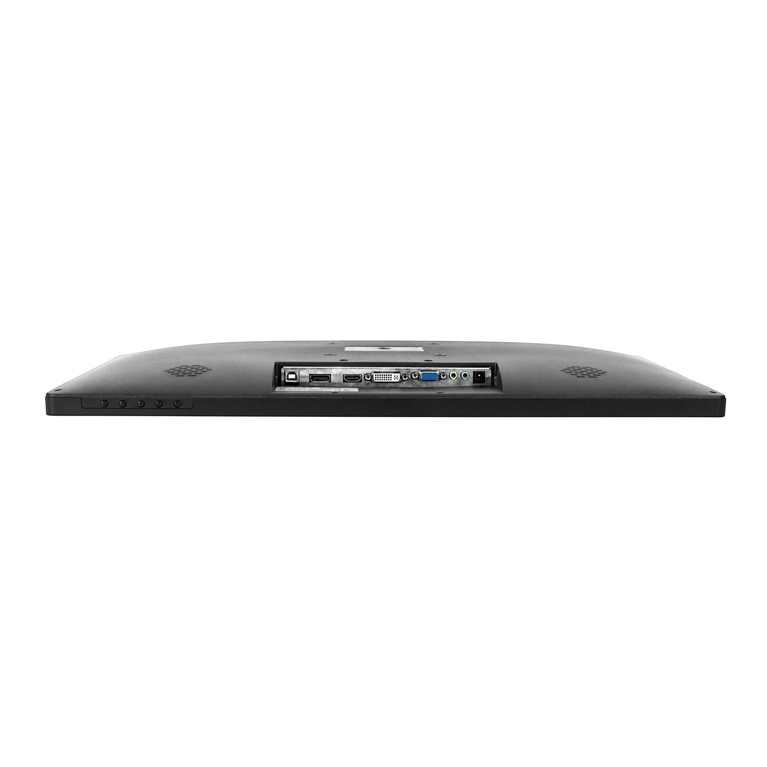 22 inch FHD 24/7 touch monitor bottom edge view showing the recessed rear input strip