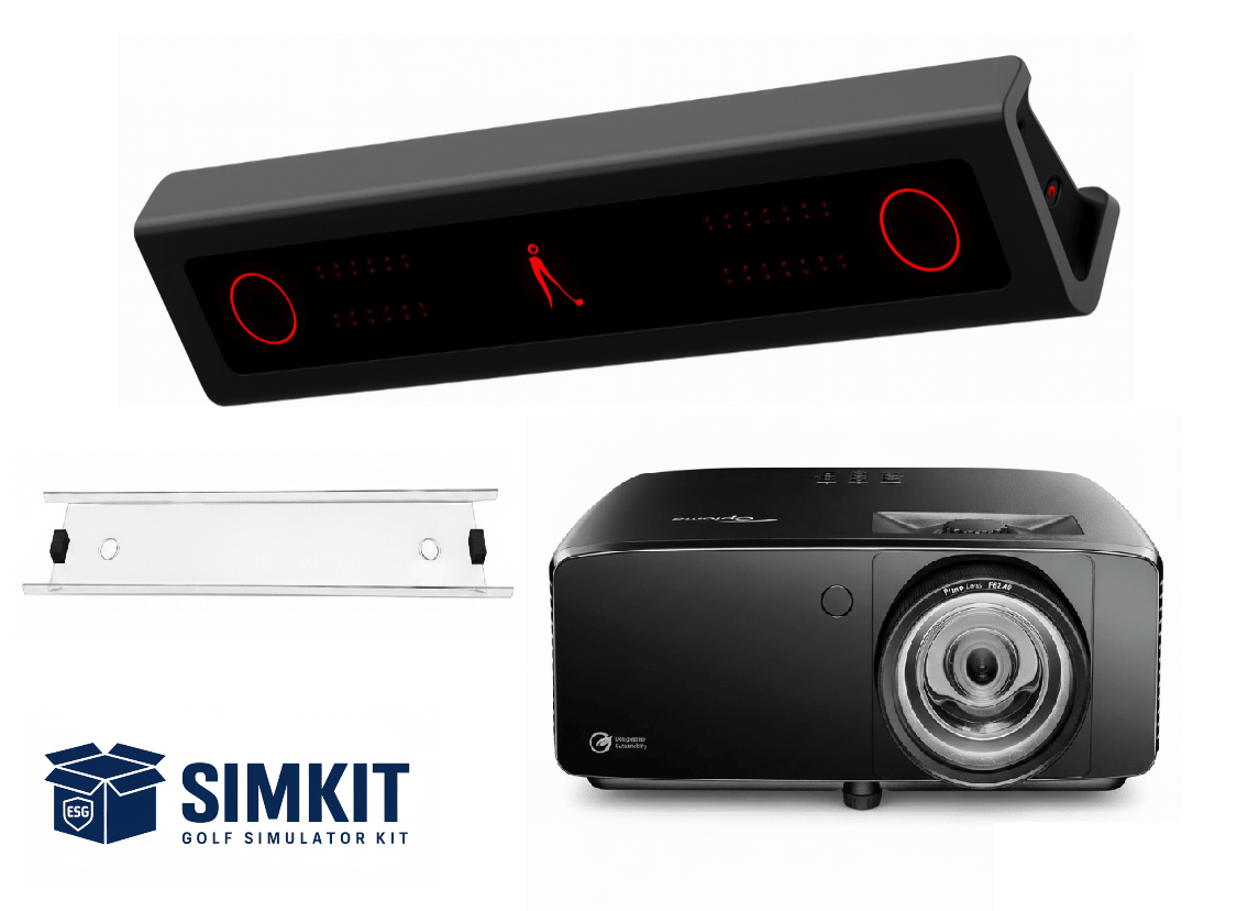VTrack + Optoma ZK521ST-B Launch Bundle — Overhead Launch Monitor + 4K Laser Projector - Elite Sim Golf