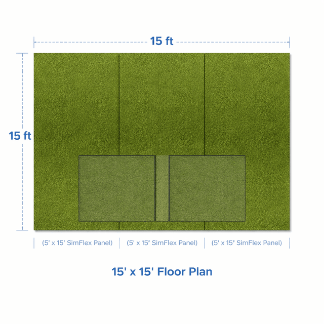 15’ x 15’ Elite SimFlex Complete Simulator Flooring System with Pure Flight Hitting Area - Elite Sim Golf