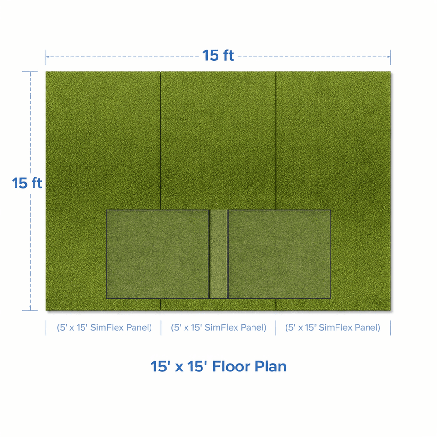 15’ x 15’ Elite SimFlex Complete Simulator Flooring System with Pure Flight Hitting Area
