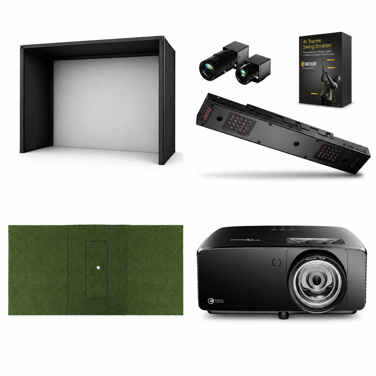 Uneekor EYE XO2 Overhead Launch Monitor Premium 4K Package (Enclosure Choice + Optoma ZK521ST-B)