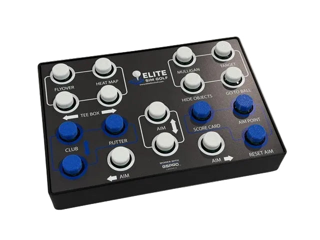 Control panel with buttons and labels on a white background