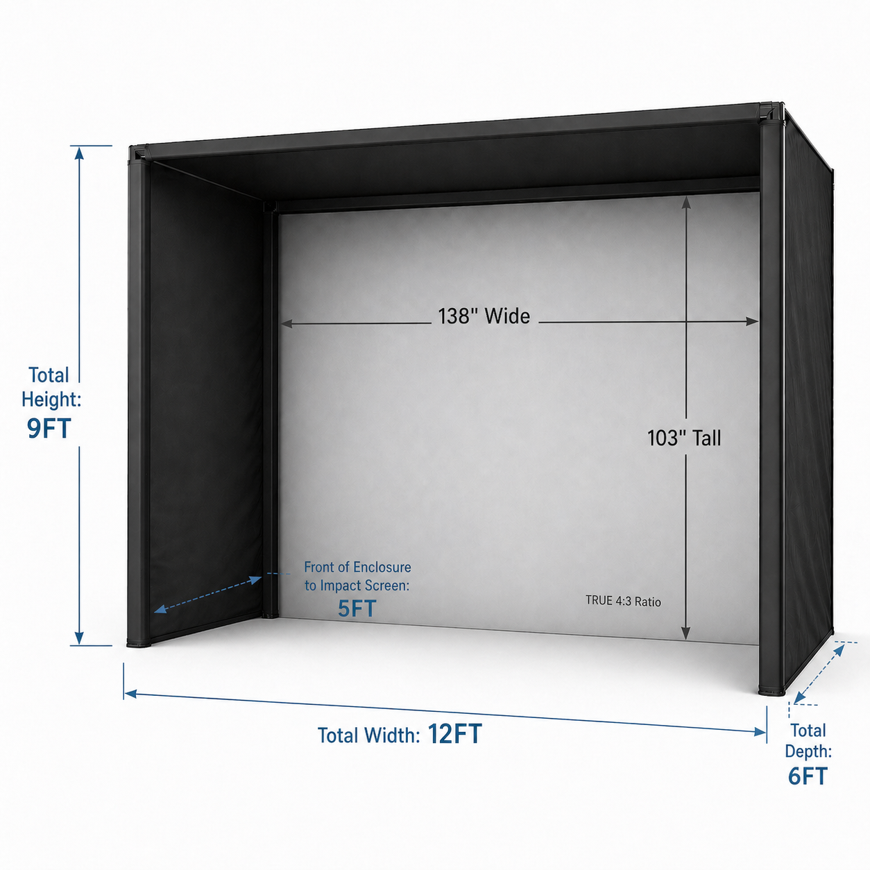 Elite Sim Golf PRO Series 12x9 Golf Simulator Enclosure