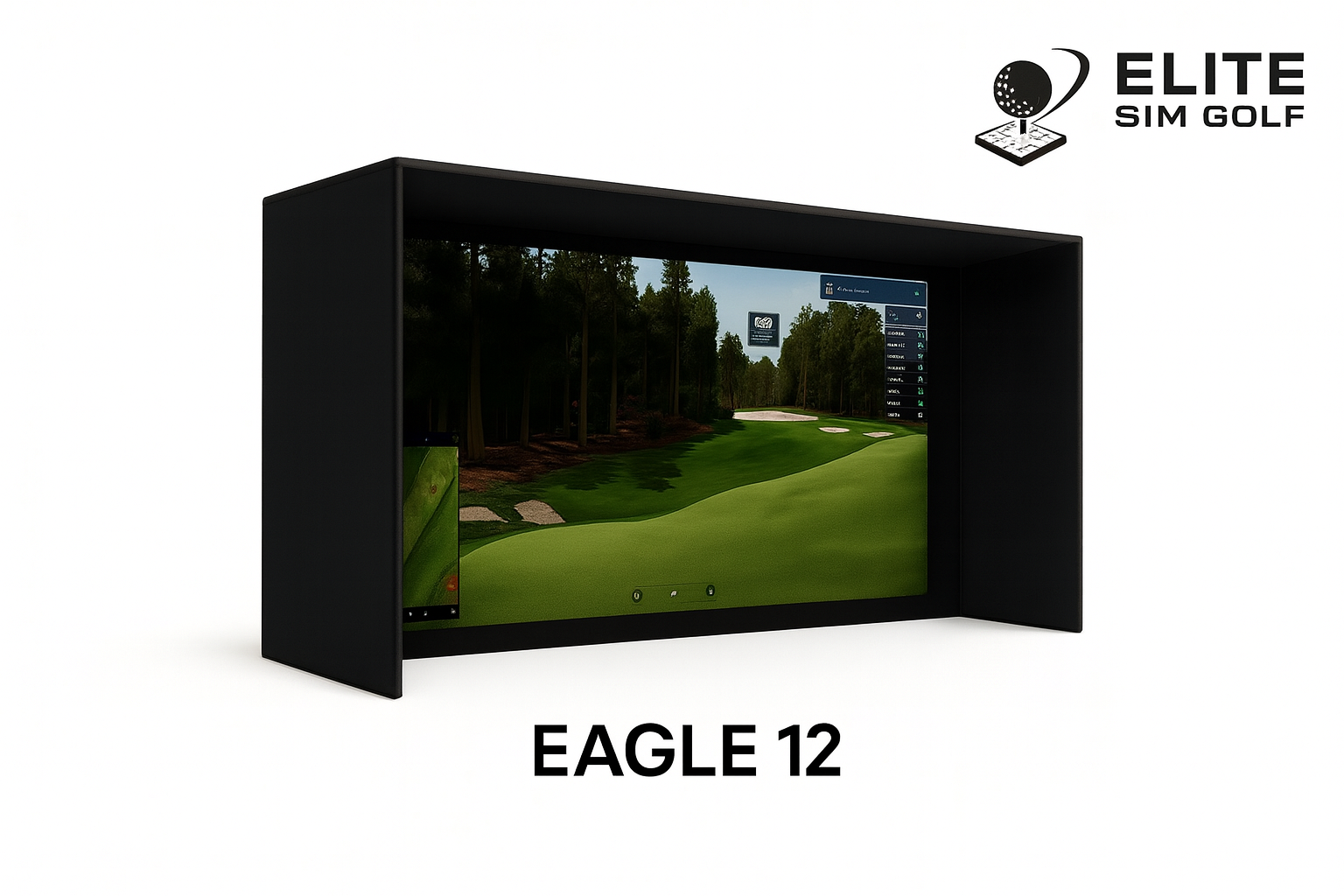 Eagle 12 golf simulator enclosure angle view