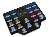 Switch controller with white LED text backlighting for dark sim rooms