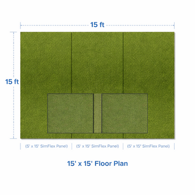 15’ x 15’ Elite SimFlex Complete Simulator Flooring System with Pure Flight Hitting Area