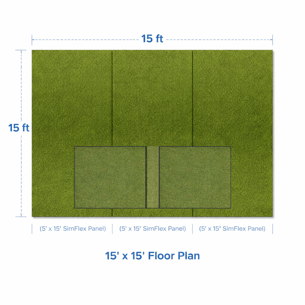 15’ x 15’ Elite SimFlex Complete Simulator Flooring System with Pure Flight Hitting Area