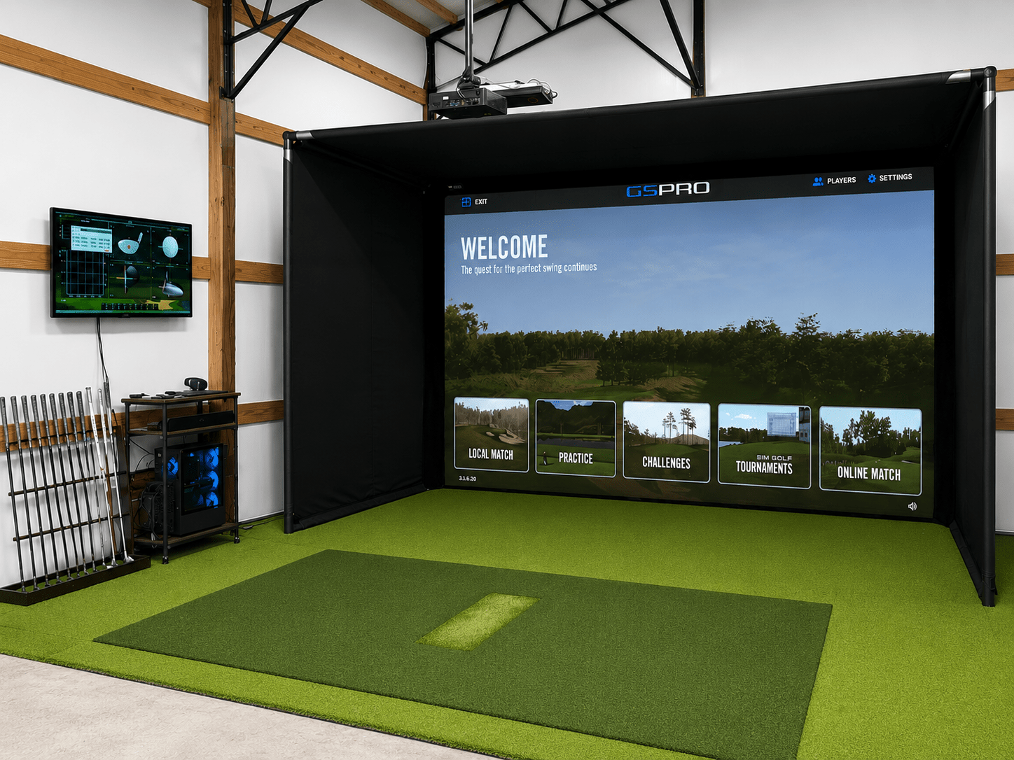 Commercial Golf Simulator Enclosure Kit with Impact Screen - 2" EMT Frame - Elite Sim Golf