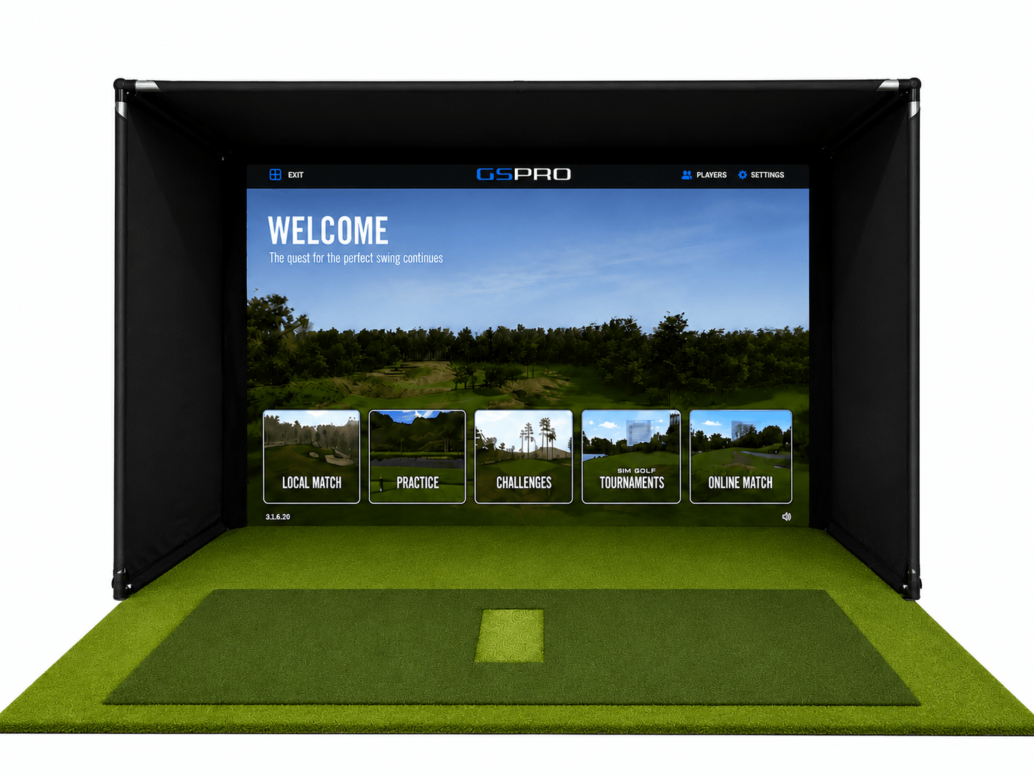 Commercial Golf Simulator Enclosure Kit with Impact Screen - 2" EMT Frame - Elite Sim Golf