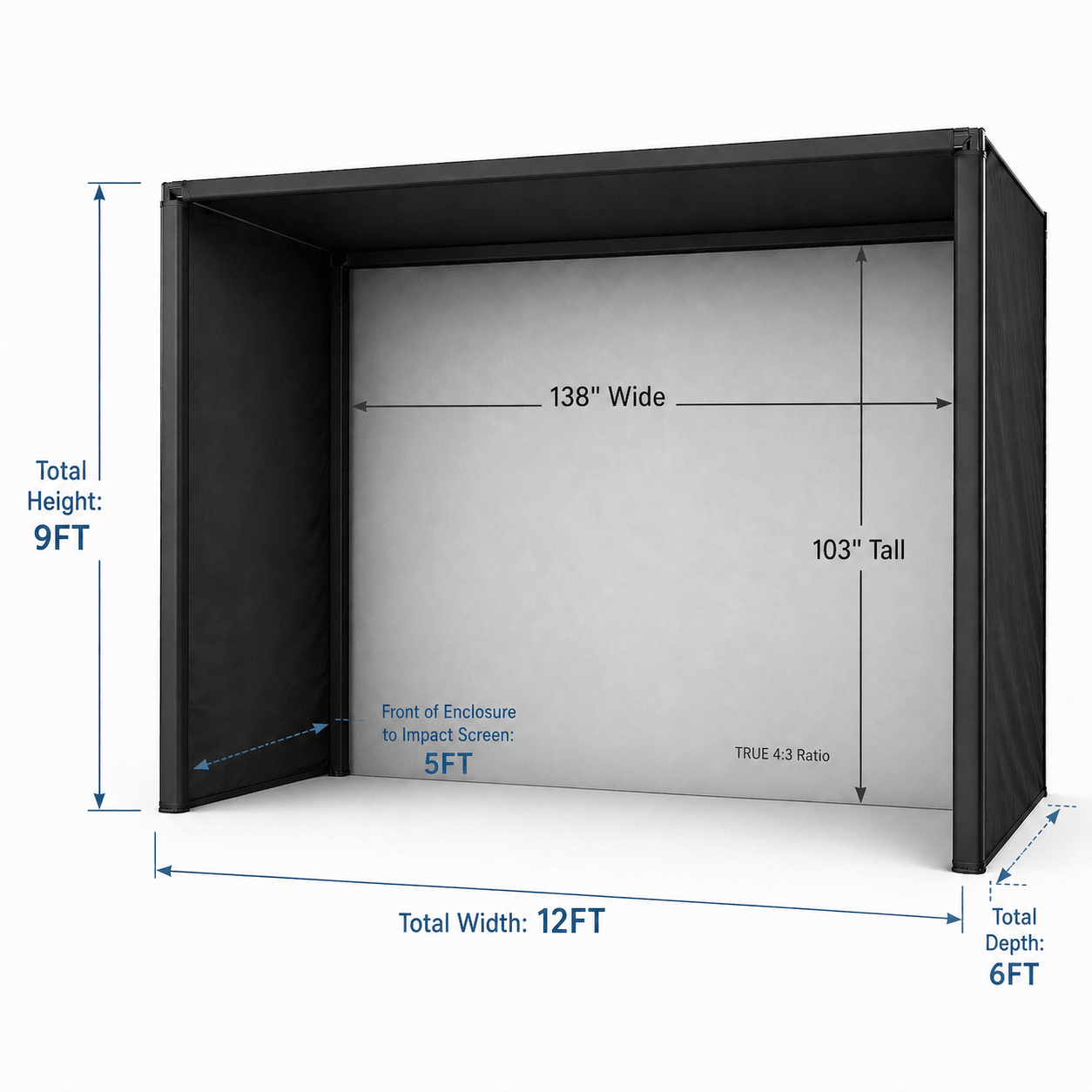 Elite Sim Golf PRO Series 12x9 Golf Simulator Enclosure - Elite Sim Golf