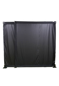 Fold-Away golf simulator enclosure, front view of folded screen panels