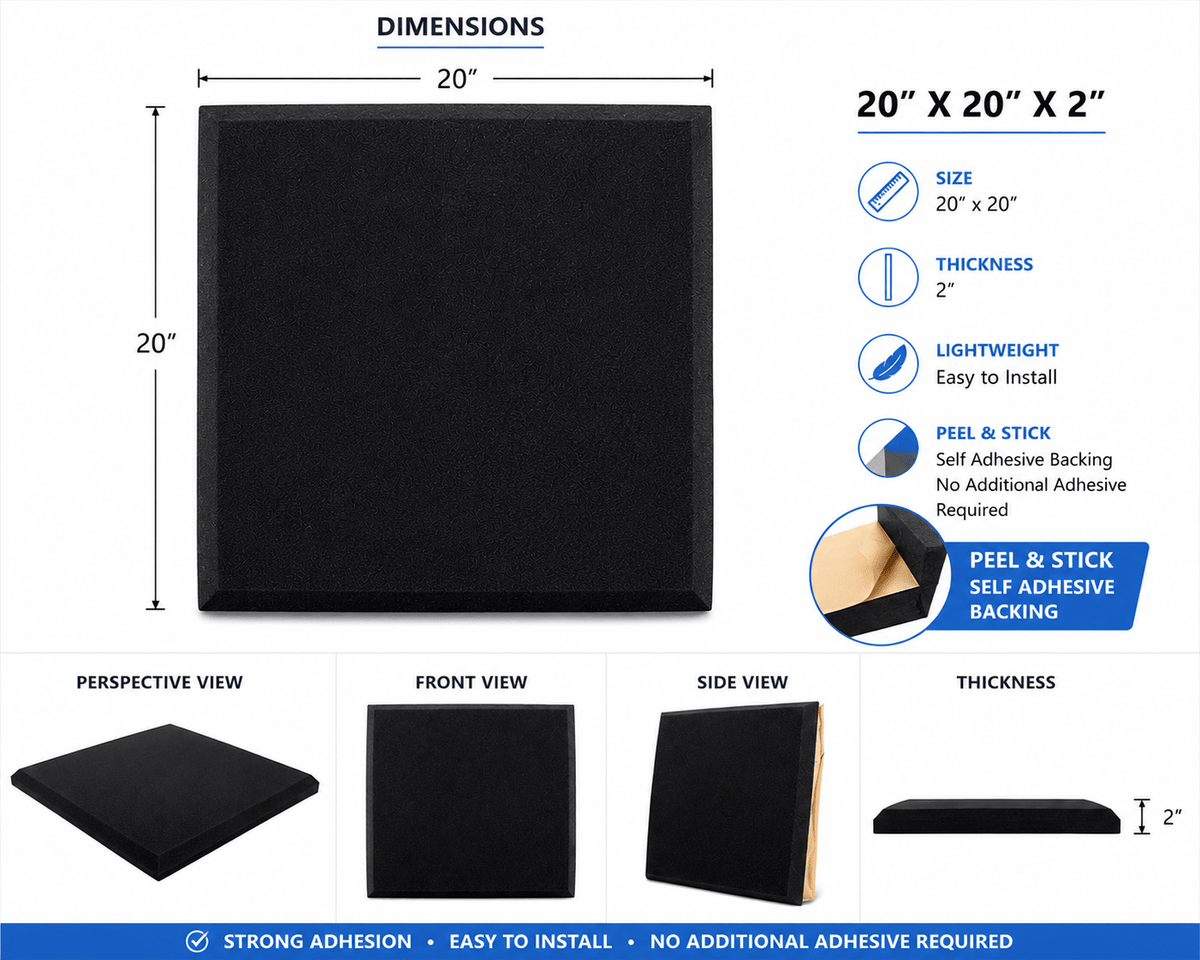 Foam Peel & Stick Wall Panels 20"x20"x2" - 10 Per Pack - Elite Sim Golf