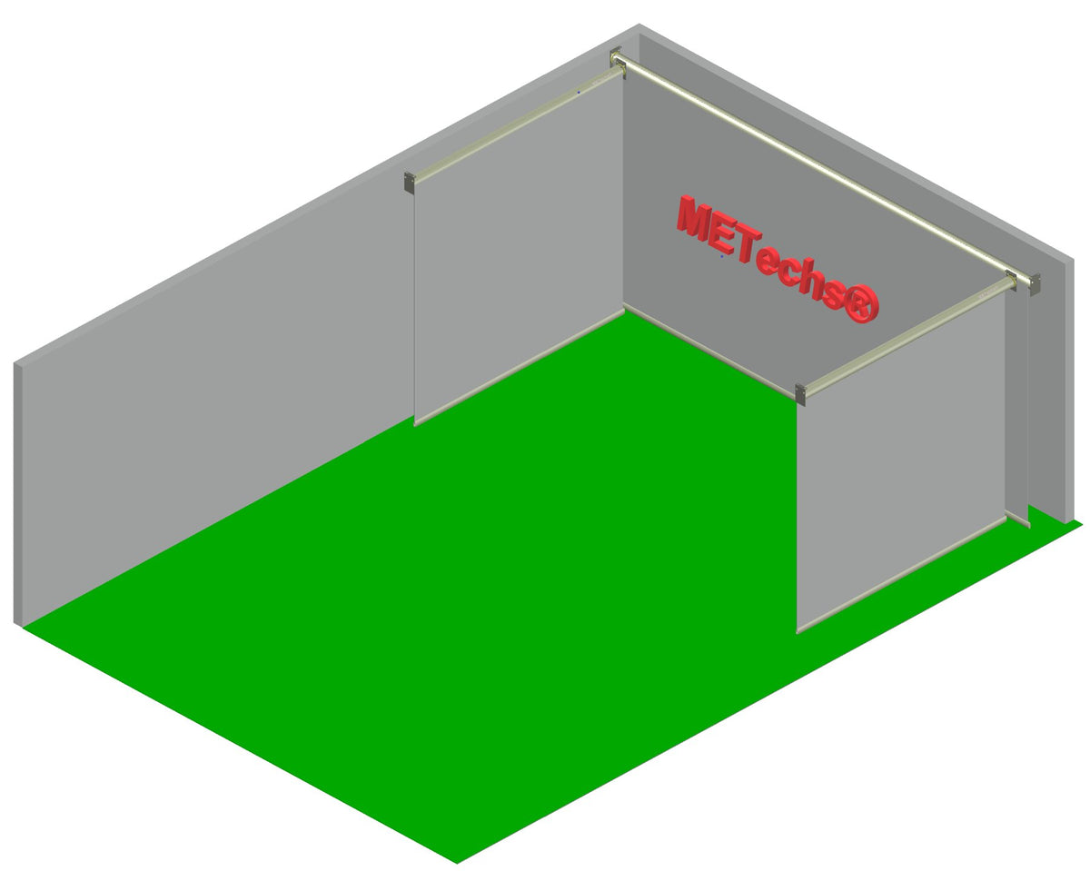 METechs retractable impact screen and side curtains deployed in a room