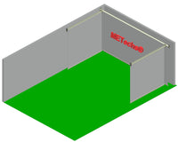 METechs retractable impact screen and side curtains deployed in a room