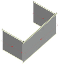 METechs retractable kit U-shape layout with screen width and side depth dimensions