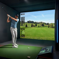 Short throw Optoma projector golf simulator setup with reduced shadows