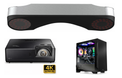 ProTee VX Overhead Launch Monitor, Optoma ZK608TST Projector, and Elite Sim Golf Gaming PC product collage