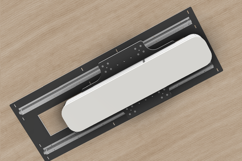 SimSlide LM overhead launch monitor mount close-up