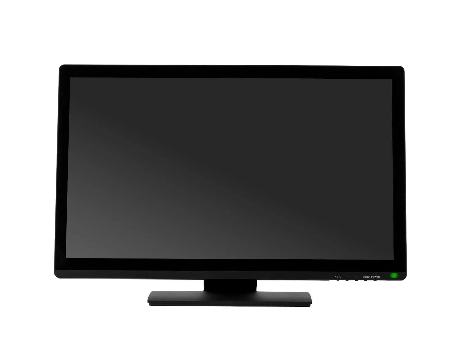 22 inch FHD 24/7 touch monitor front view with the screen off showing the flush zero-bezel glass front