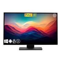 27 inch FHD 24/7 touch monitor front view on desktop stand with zero-bezel TRU-Flat glass